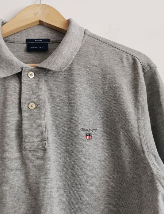Gant polo długi rękaw logowana męska bawełna L