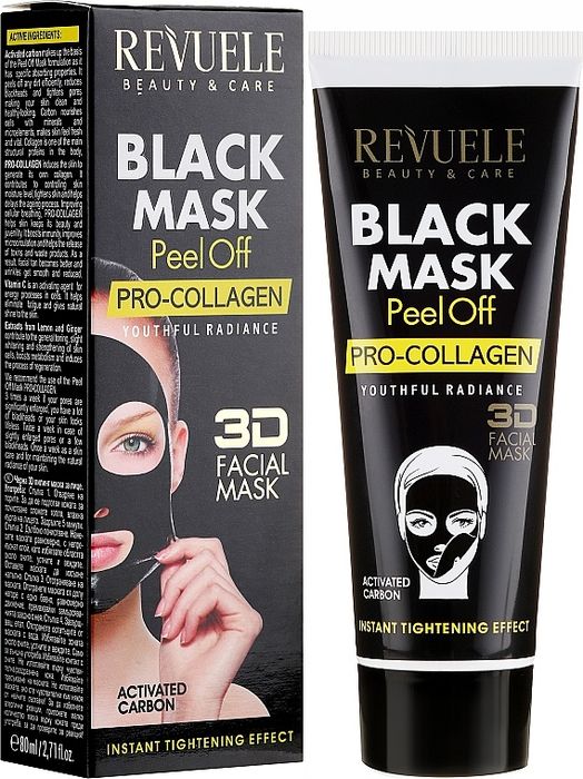 Revuele, Black Mask Peel-off - Prokolagenowa czarna maska do twarzy
