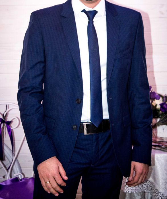 Чоловічий класичний костюм Legenda Class CB-186 синій в клітинку