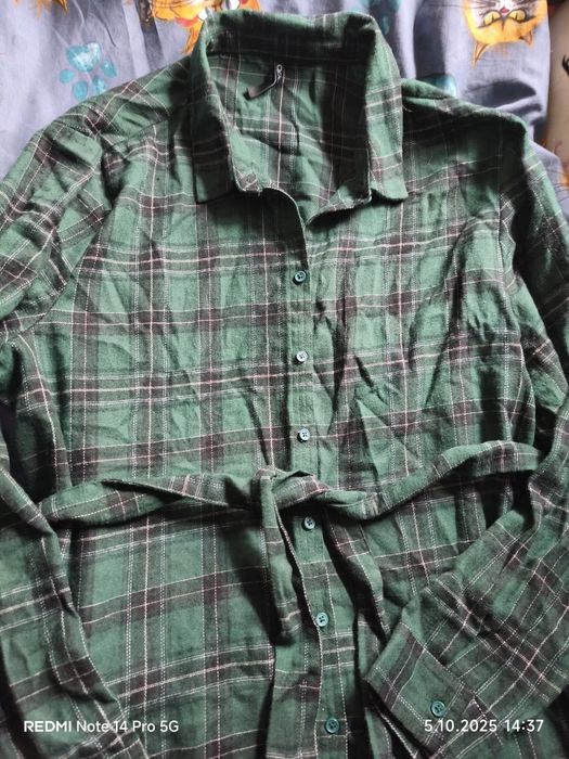 Koszula zielona krata XXL