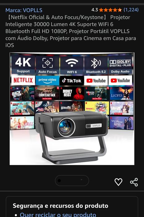 Projetor NOVO VOPLLS  4K