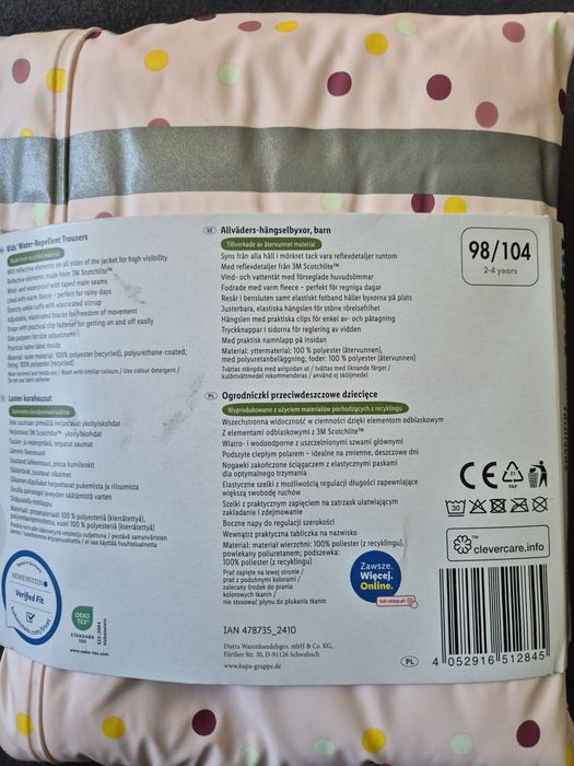 Lupilu nowe ogrodniczki przeciwdeszczowe 98/104