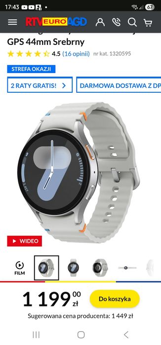 Samsung Galaxy Watch 7 Funkcje AI GPS 44mm Srebrny