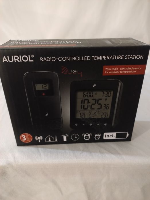 Stacja pogody sterowana radiowo Auriol czarna