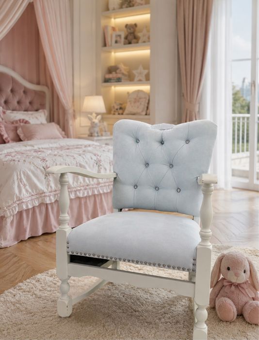 Elegancki fotel dziecięcy glamour – idealny do pokoju dziewczynki
