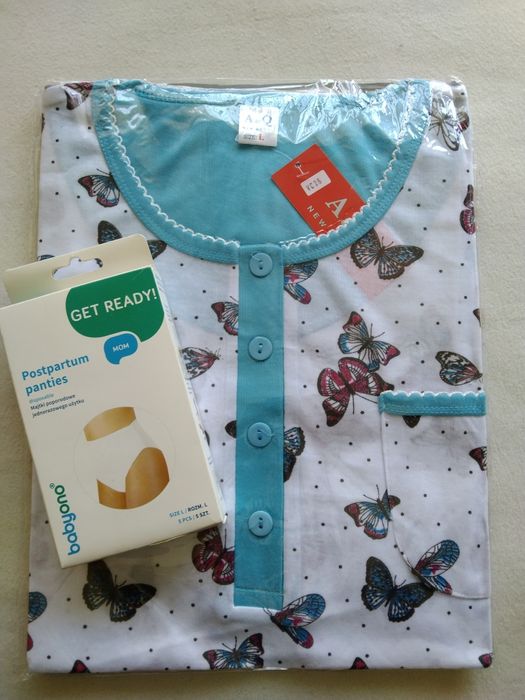 Koszula L poporodowa ciążowa nocna piżama do karmienia odpinana rozpin