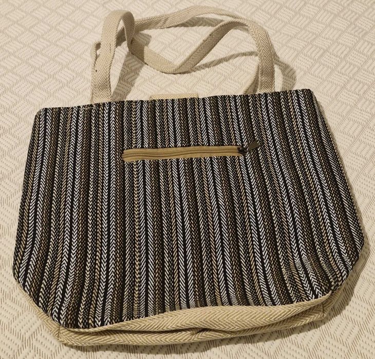 Mala bege, padrão escuro de Cânhamo e Algodão