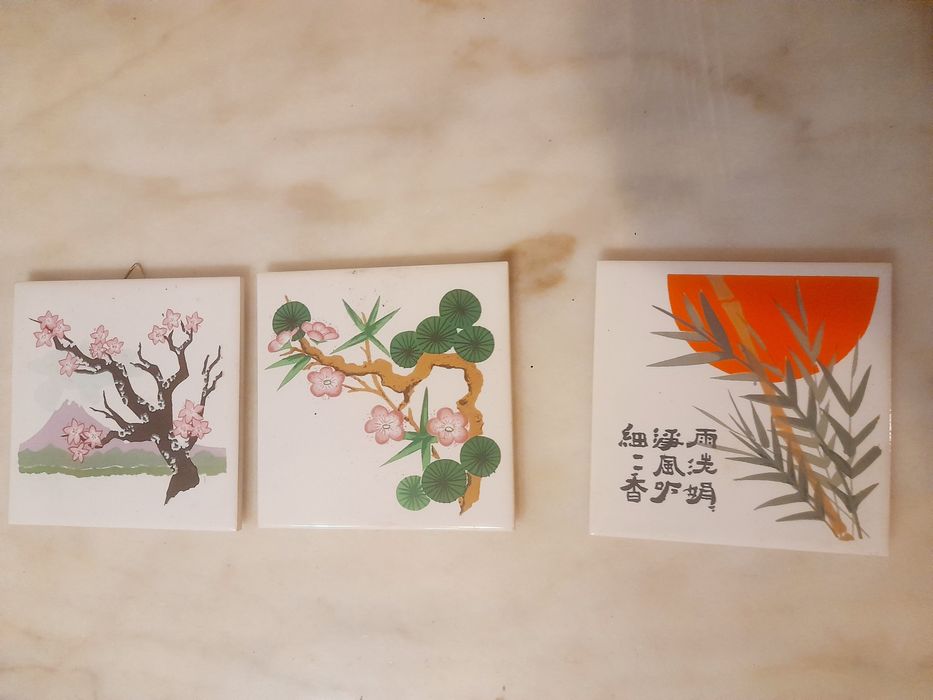Conjunto de 4 Azulejos Decorativos Orientais