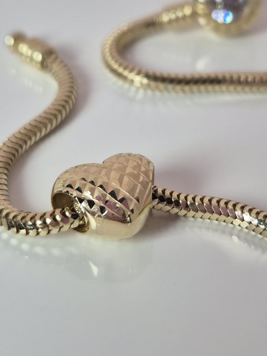 Złoty charms serce serduszko diamentowany wypukły błyszczący p.585