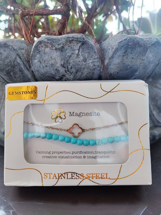 Par de Pulseiras aço e magnesita