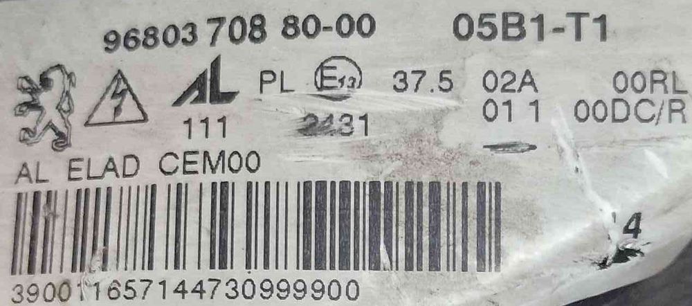 Ótica / Farol Esquerdo 968037088000 - PEUGEOT 308 CC