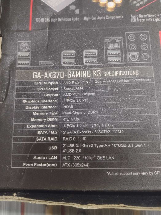 gigabyte ga-ax370m gaming 3+AMD ryzen 3 2200g