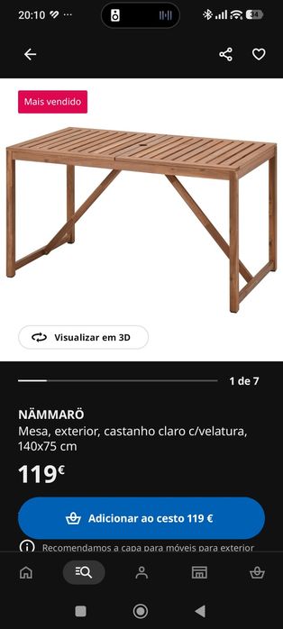 Conjunto mesa e 2 cadeiras com braços NÄMMARÖ IKEA