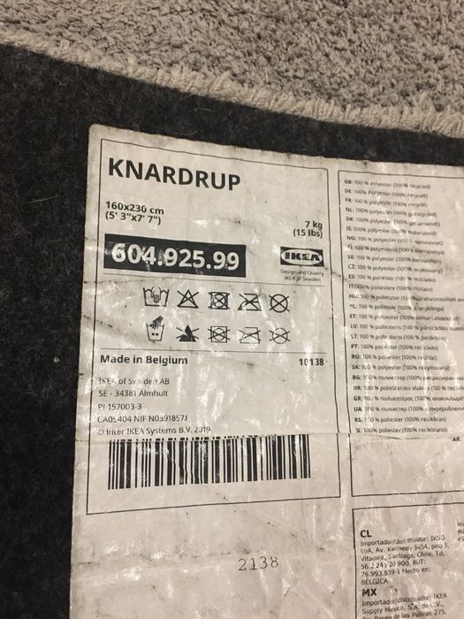 Tapete cinza 160x230cm KNARDRUP (IKEA)