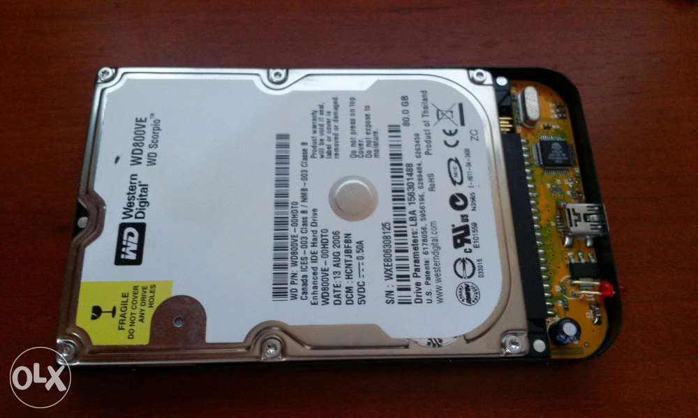 Disco rigido 2.5" Western Digital 80Gb em caixa Sony Vaio