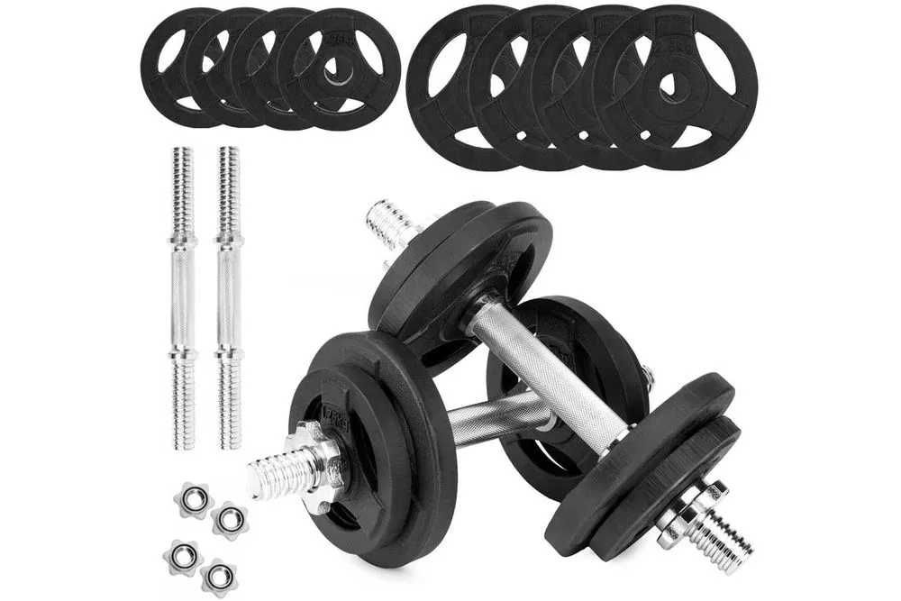 Hantle żeliwne kierownice regulowane 2x10kg zestaw 20kg talerze BDG