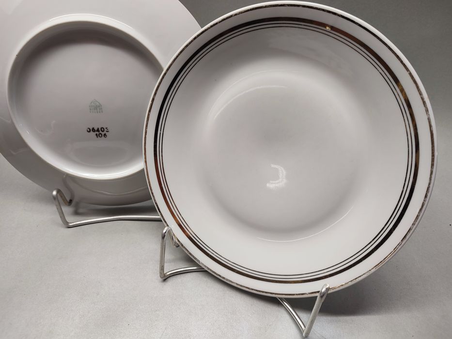 Talerze obiadowe płytkie Chodzież Złota Linia Porcelana