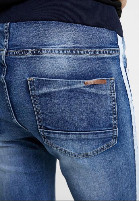 Jeansy spodnie ciążowe z lampasami Ohma! 38/40 lampasy ala sportowe