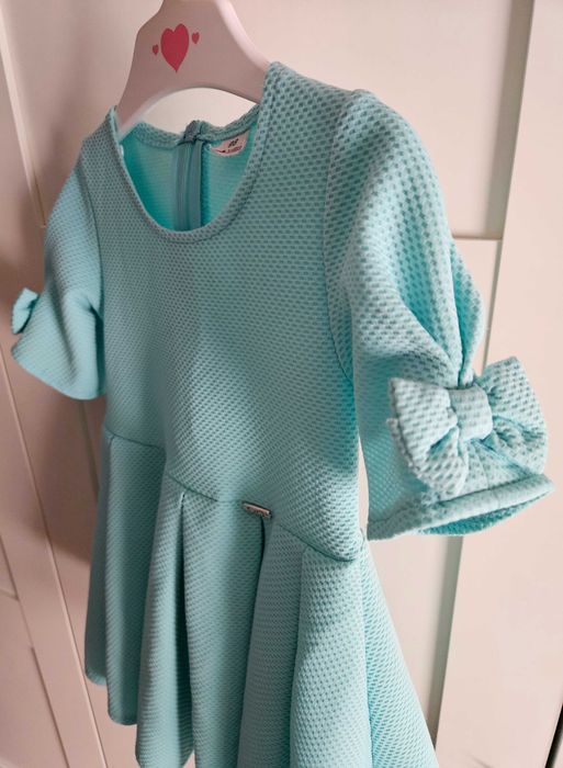 Zestaw miętowa sukienka i marynarka 92-98