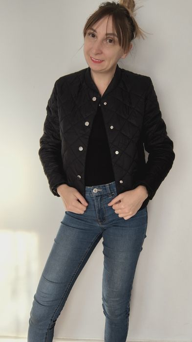 Czarna pikowana kurtka damska nowa ramoneska wiatrowka