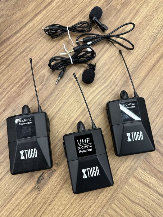Mikrofony XTUGA X-CM012 odbiornik i 2 nadajniki. Mikroport krawatowy.