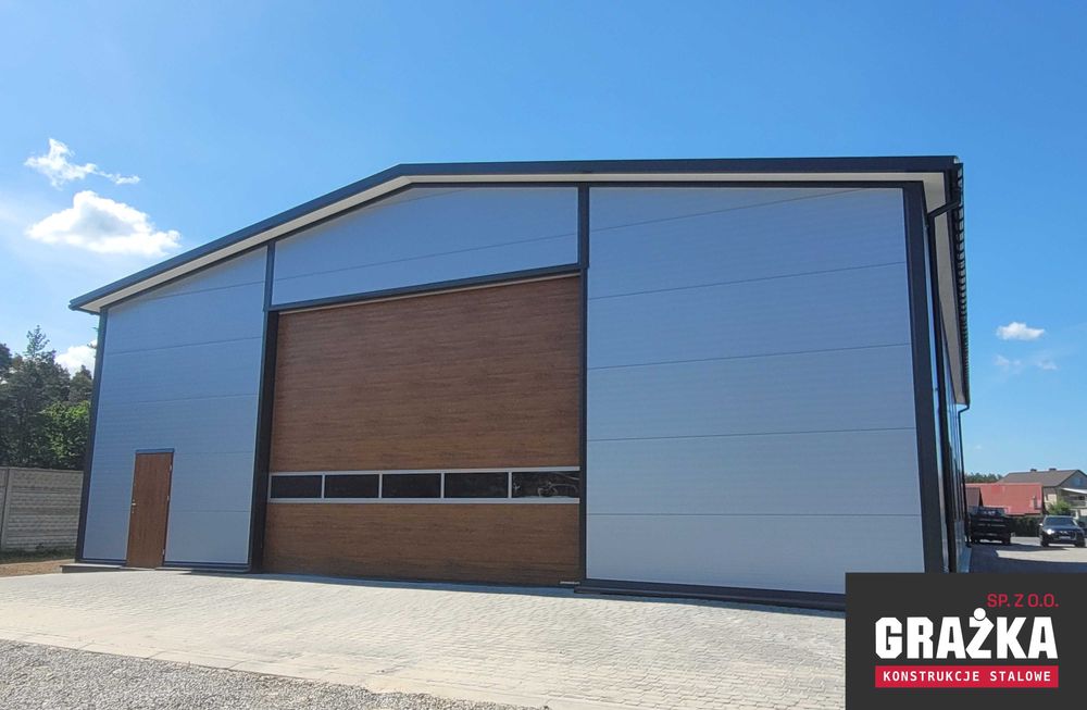 Budynek z płyty warstwowej magazyn garaż konstrukcja stalowa 15x24x5m