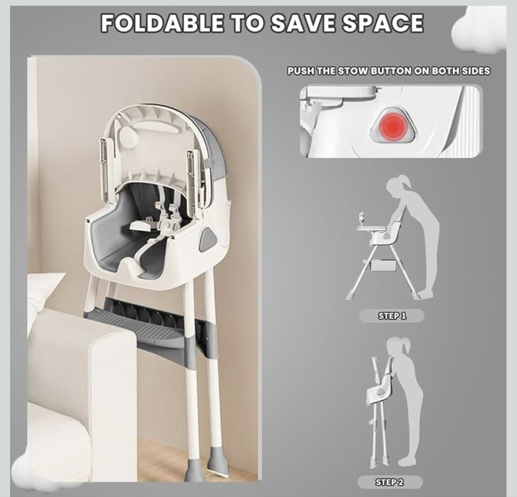Krzesełko do karmienia UBRAVOO 3 w 1, składane, przenośne