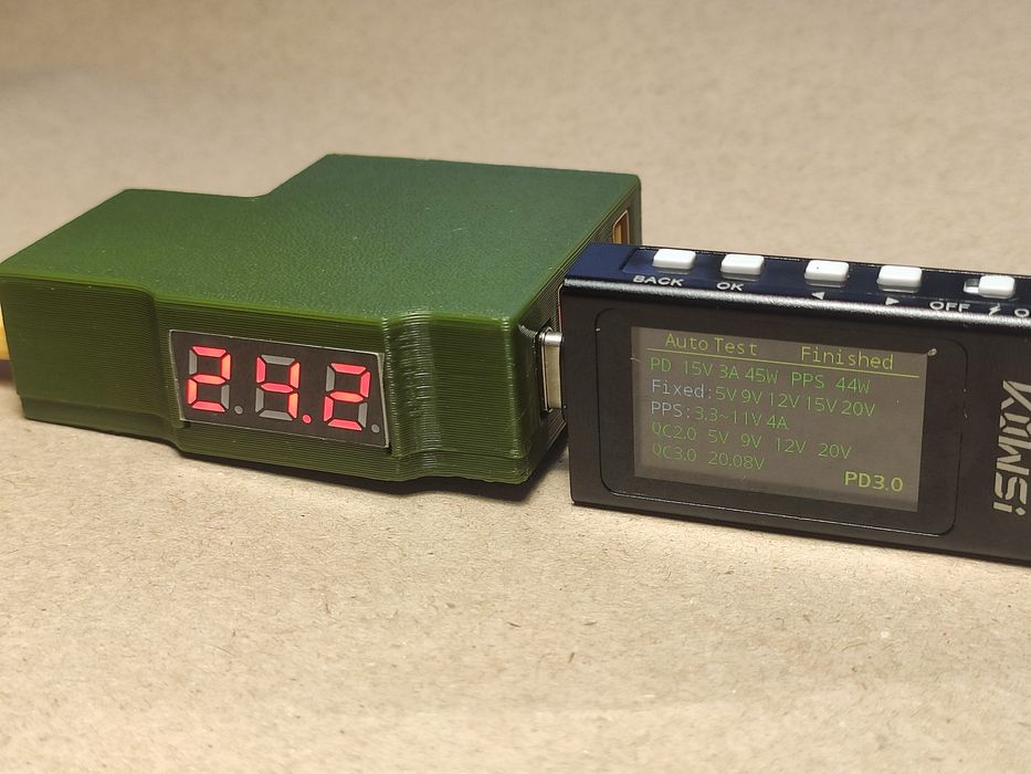 Адаптер XT60 - 2xUSB-C/USB-A для FPV батарей 2-6S, 45W+36W з вольтмет