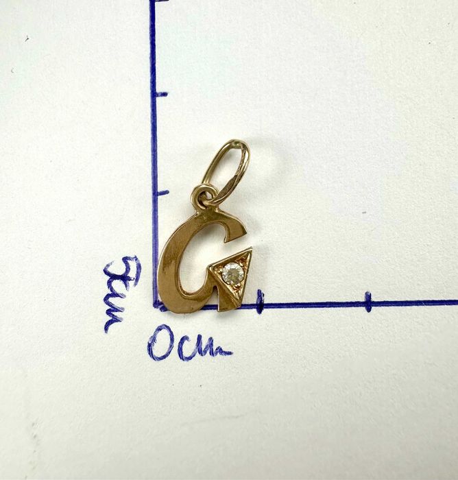 Złota przywieszka 585 0,66g literka "G" z cyrkonią / Nowy Lombard