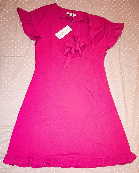 Vestido Trapézio / Curto Rosa com Pormenores Molly Bracken (Tam. M | Novo c/ Etiqueta)