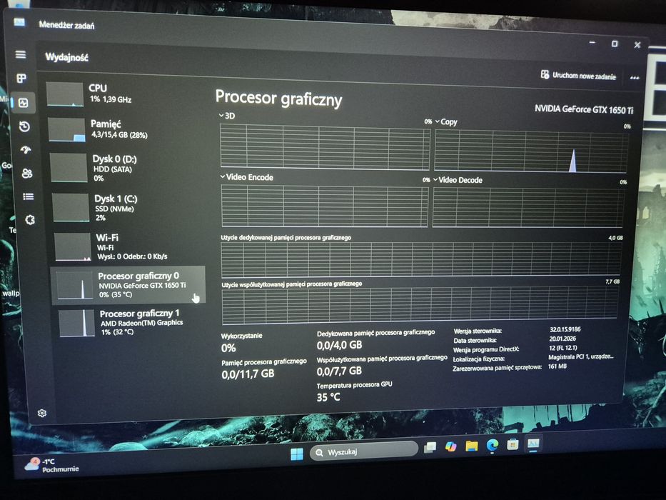 GTX 1650ti 16Gb Ryzen 7  laptop gamingowy Ideapad gaming 3 IPS 120Hz