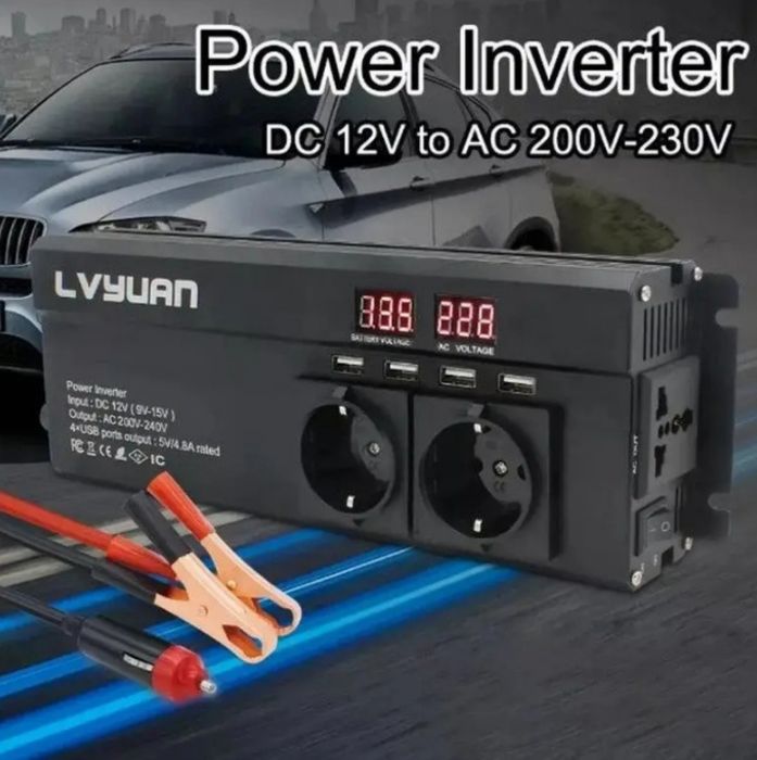 Інвертор 12V-220 "LVYUAN 2000W"  4USB,