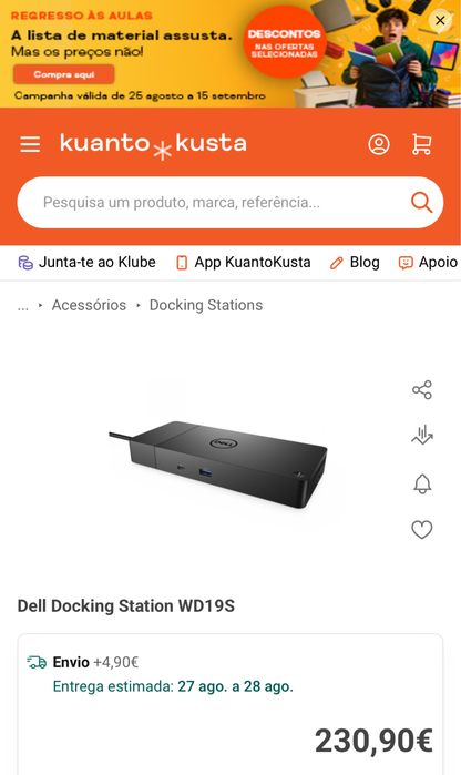 Docking Station Dell WD19S K20A001 (Com Carregador Original 130W) – Nova
