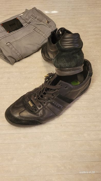 Hugo Boss Green – skórzane sneakersy czarne, rozmiar 45, premium