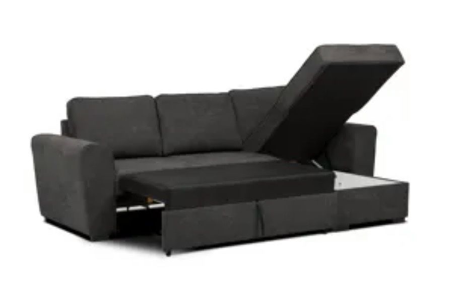 Sofá 3 lugares com chaise longue e cama