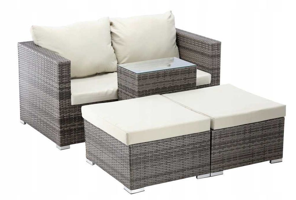 Meble ogrodowe duży zestaw sofa stolik fotele leżak NOWE