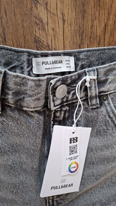 Pull&Bear nowe szare dzinsy mom 36 S