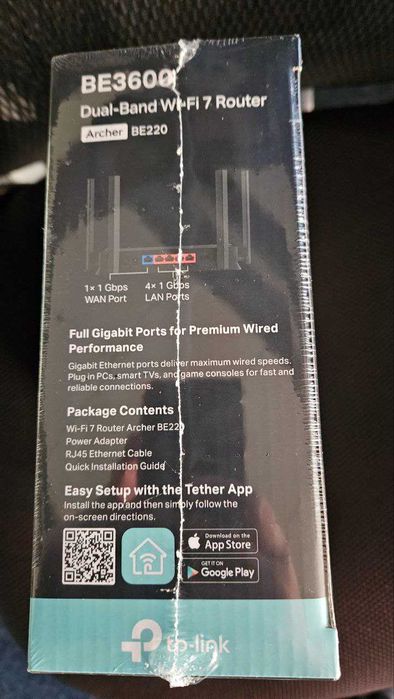 Маршрутизатор TP-LINK Archer BE220 WiFi7 / BE3600 / 1Гбіт/с