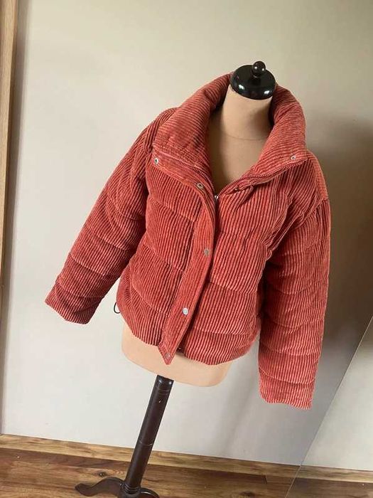 Sztruksowa ruda kurtka bomberka krotka ocieplana 42 44 +size oversize xl