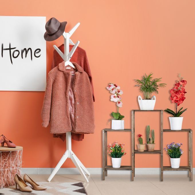 Stojak na kwiaty z drewna brązow