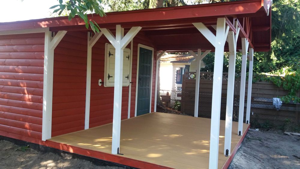 domek drewniany,ogrodowy, parterowy, wym 5mx5m, parterowy, z komórką