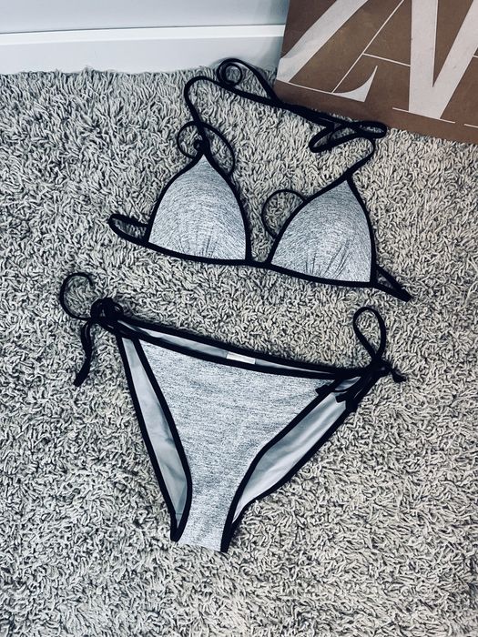 Szary stroj kapielowy damski bikini rozm L Hm dwuczesciowy