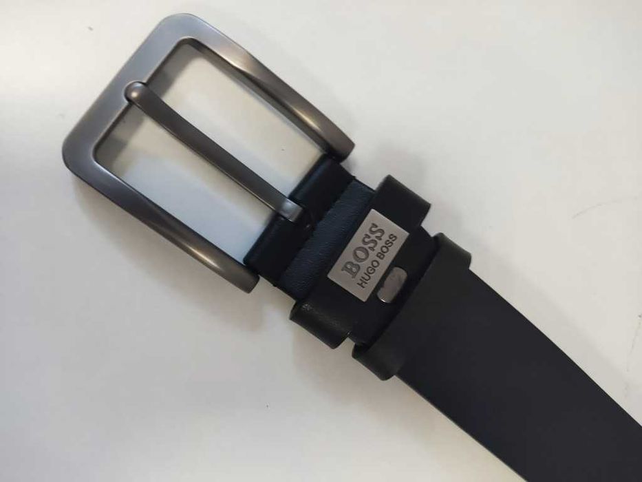 HUGO BOSS Męski pasek firmowy, skóra naturalna, Włochy 502