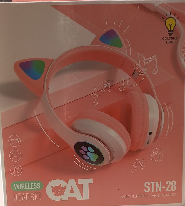 Auscultadores Bluetooth tipo gato com RGB - Novos com garantia
