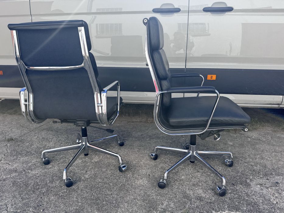 2x fotel biurowy Vitra ea 219 czarna skóra