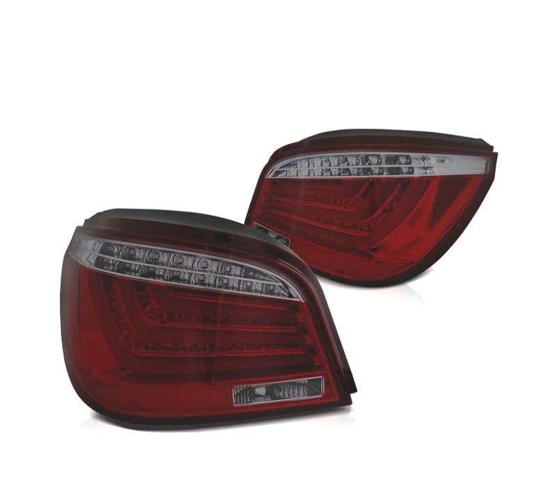 FAROLINS TRASEIROS LIGHTBAR LED BMW E60 03-07 VERMELHO BRANCO ESCURECIDOS 4 PORTAS