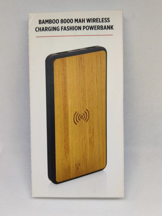 Bambusowy, bezprzewodowy Powerbank 8000 mAh
