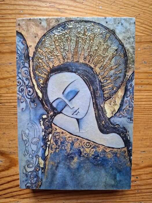 Anioł mały,  decoupage, złocenia, rękodzieło