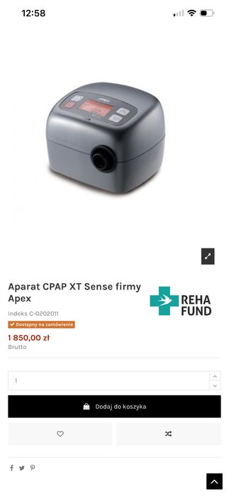 Aparat automatyczny CPAP XT Sense do bezdechu
