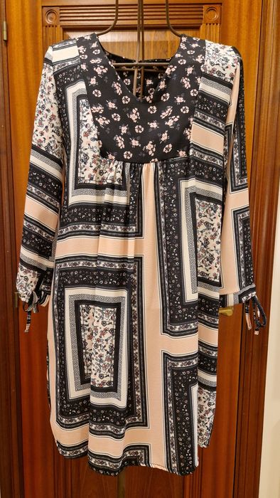 Wizytowa TUNIKA SUKIENKA w stylu indyjskim patchwork rozm.L-XL jak now